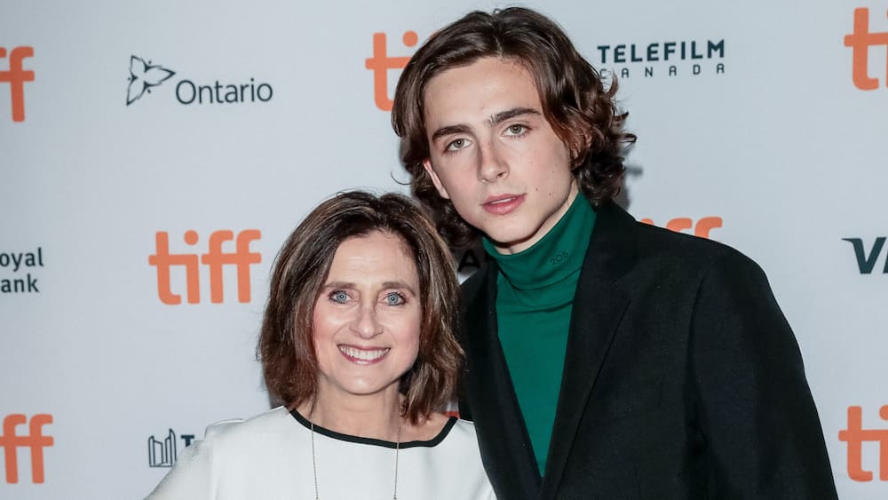 Timothee Chalamet with his mother during the Lady Bird premiere at the 2017 Toronto International Film Festival at Ryerson Theatre on 8th September 2017 in Toronto.