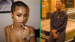 Tyla poses with Maglera Doe Boy at album listening session, Mzansi ladies fawn over MDB's legs