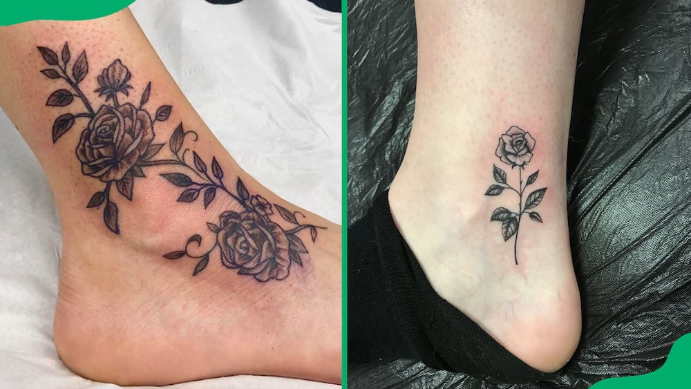 Rose ankle tattoos