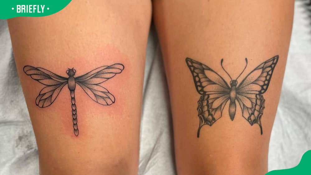 Dragonfly-butterfly tattoo