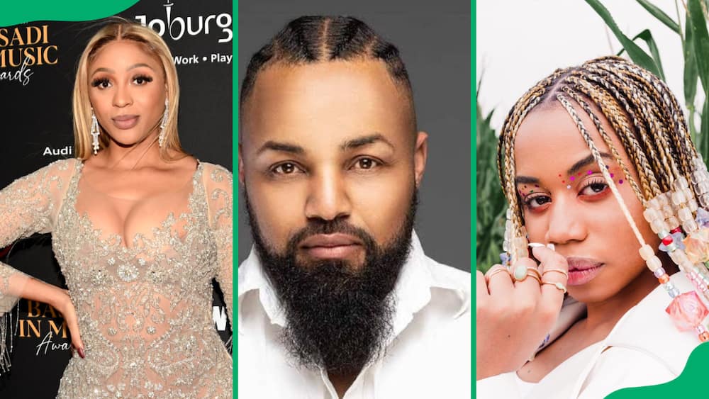 South African celebrities with Zimbabwean roots: Nadia Nakai (left), Jerome Galiao (centre), and Sha Sha (right).