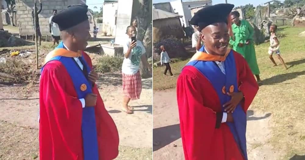 Man parades gown in township to clebrate with his community