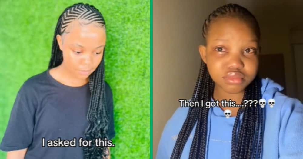 A TikTok video shows a girl upset after salon got hairstyle wrong