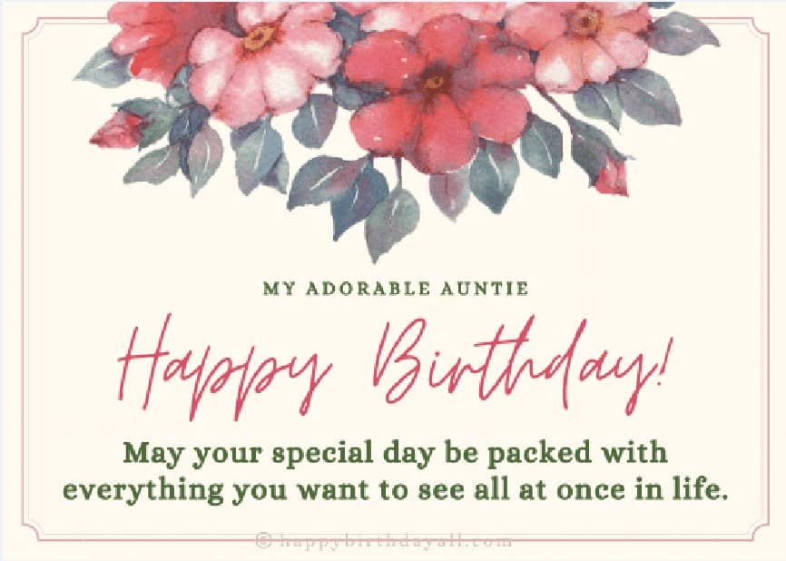 Sweet happy birthday aunty messages