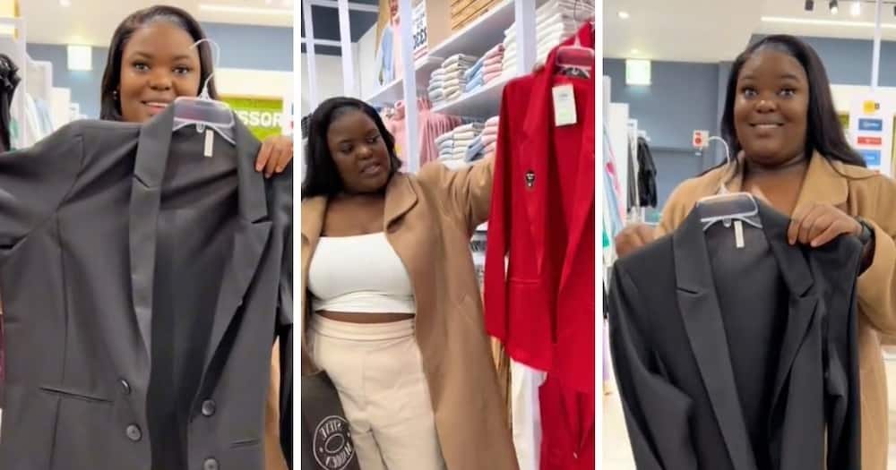 Fashion influencer finds blazers at Pick N Pay clothing.