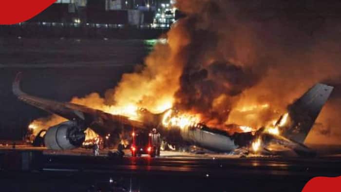 Japan Airlines plane with over 300 passengers catches fire while landing at Tokyo Airport, video released