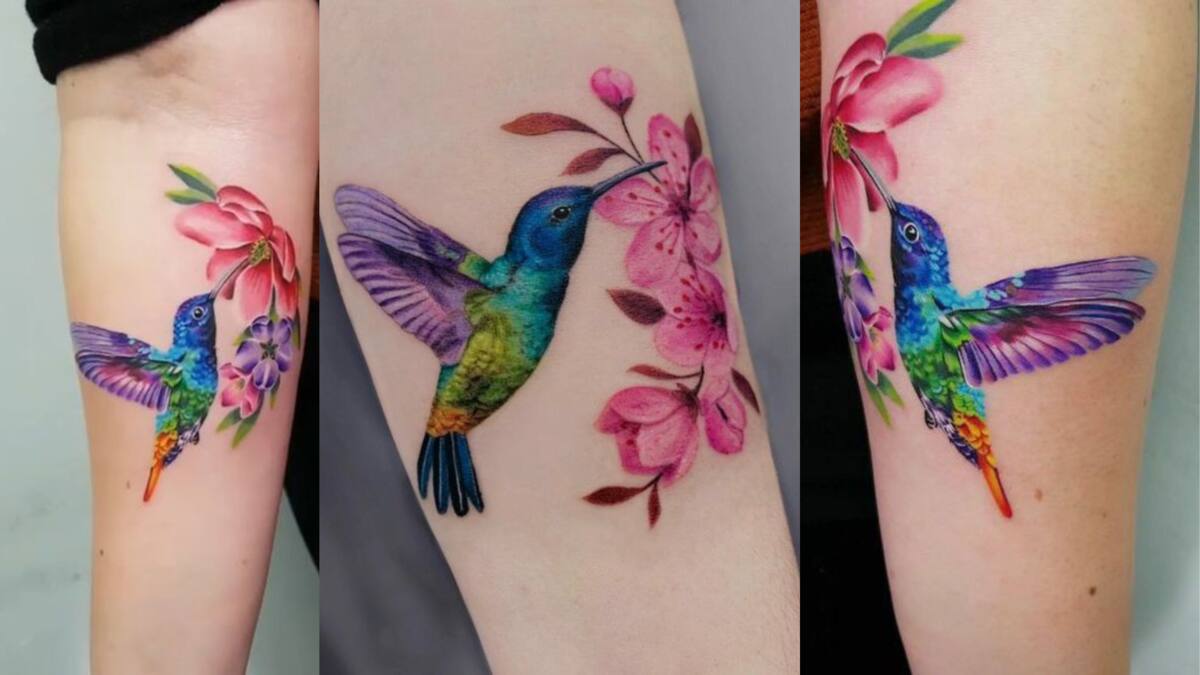 Gandalf Tattoo - tattoos by Stela // Hummingbird and flowers / 485