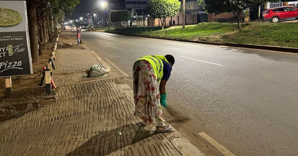 Cleaning streets, street sweeper, clean, tidy, neat, Kampala, Uganda, viral post, trending Twitter news