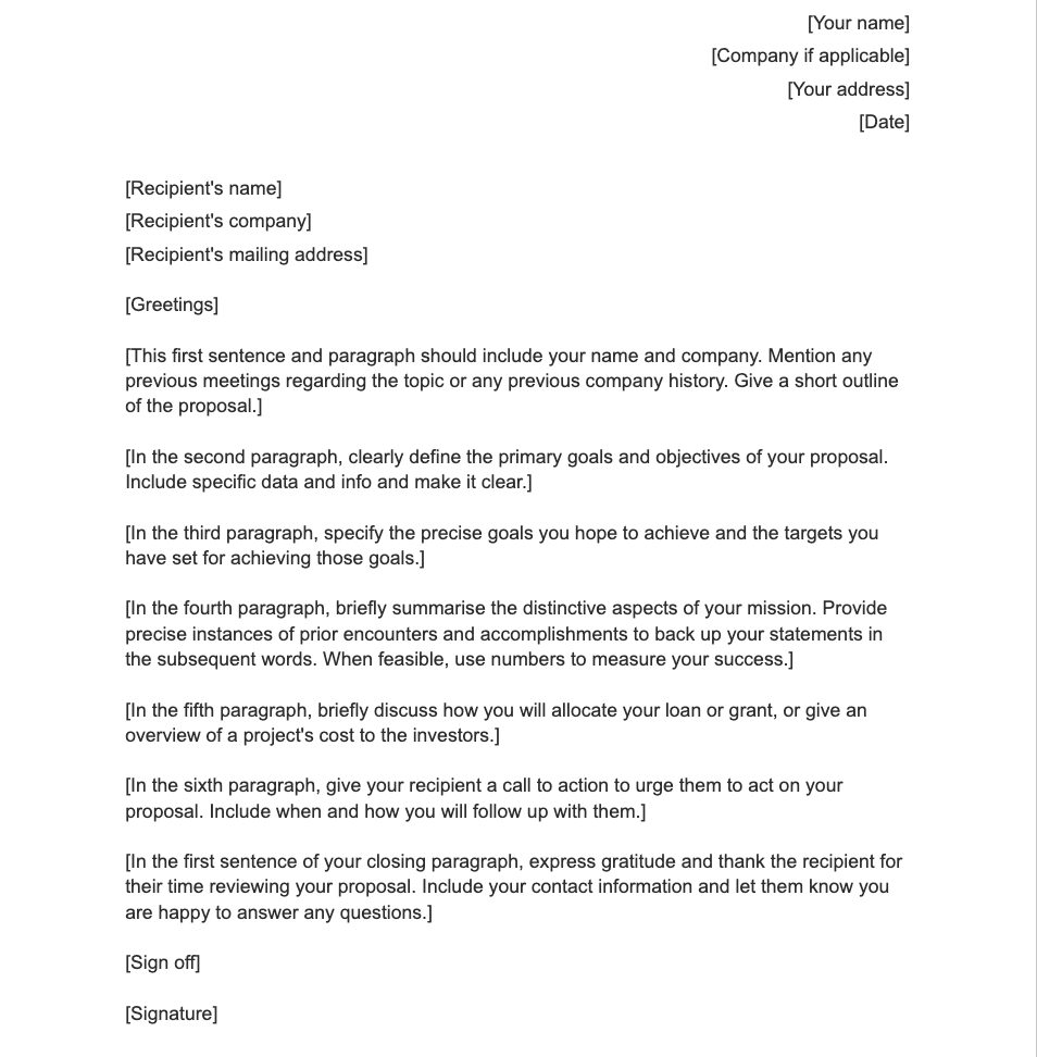 Proposal letter example