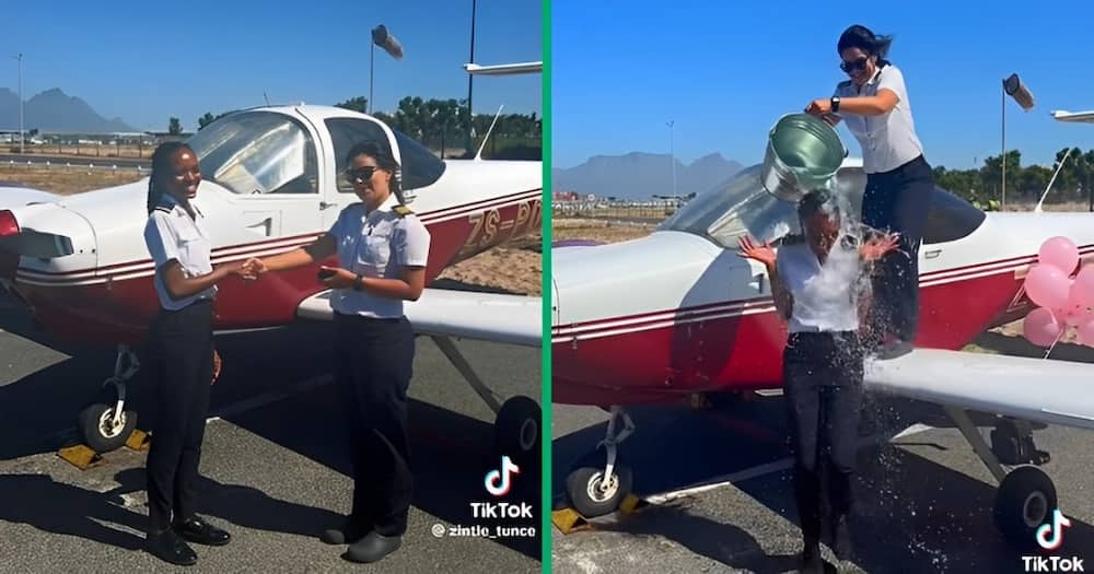 Pilot instructor poured water on a student pilot in a heartwarming TikTok video