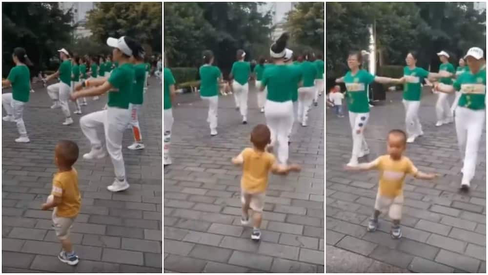 Young boy memorises dance moves, peforms well alongside adult during choreography