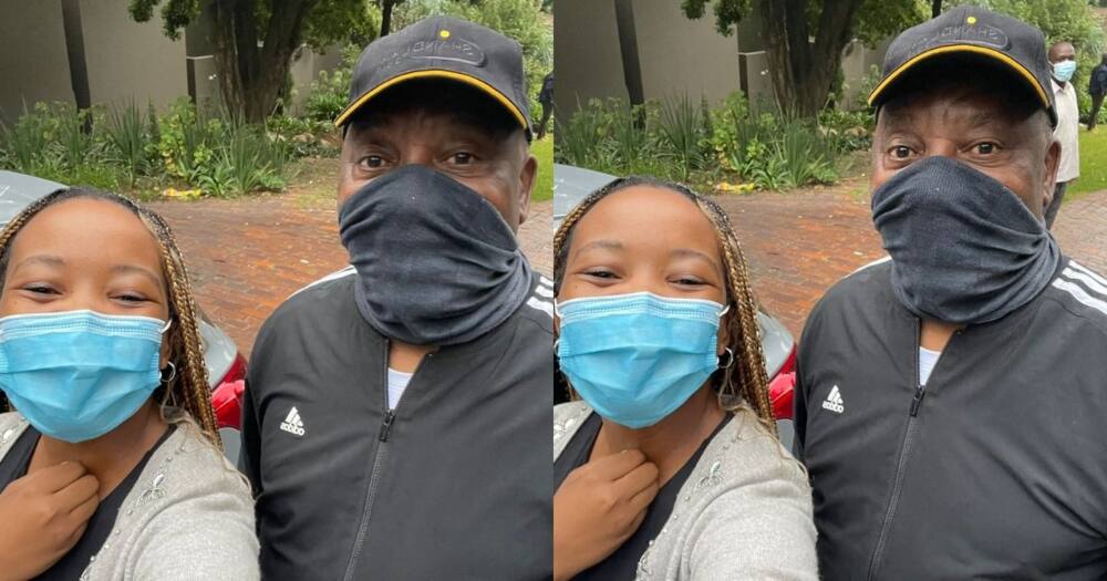 Woman scores selfie with Ramaphosa during morning jog