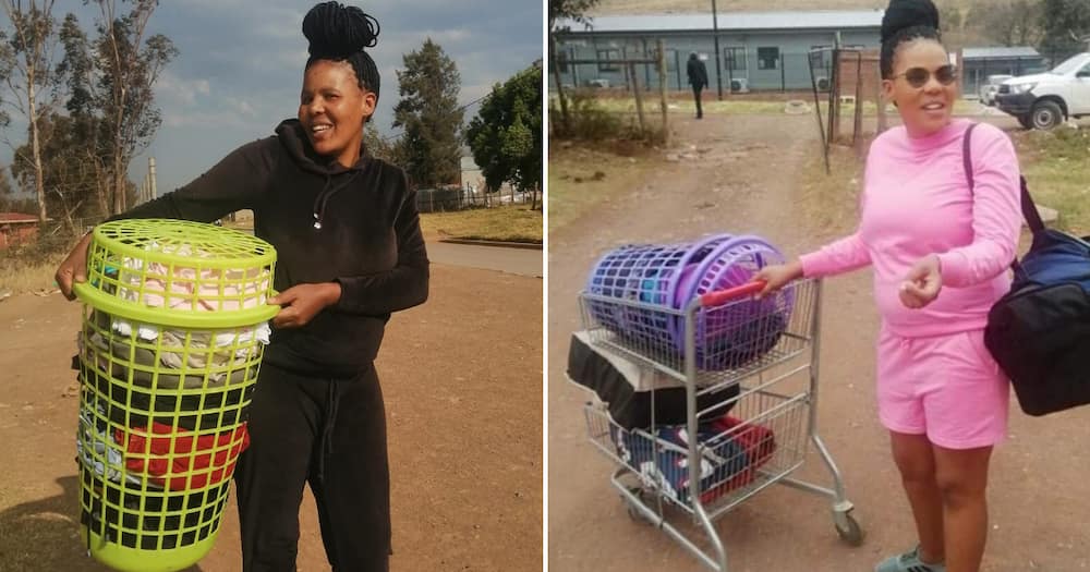 A lady from Eastern Cape is working hard to make ends meet for her family, washing clothing for money