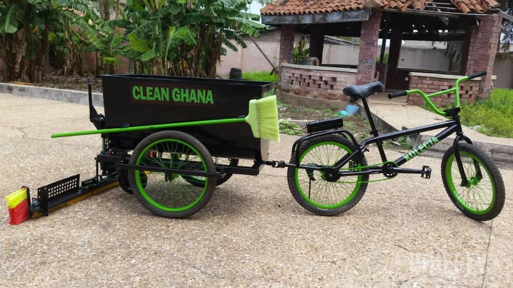 Ghanaian who built bicycle that moves on water invents sweeping bike