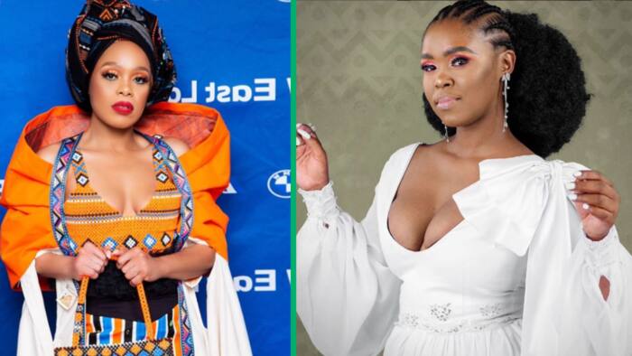 Actress Lusanda Mbane delivers the late Zahara's guitar and award to her family