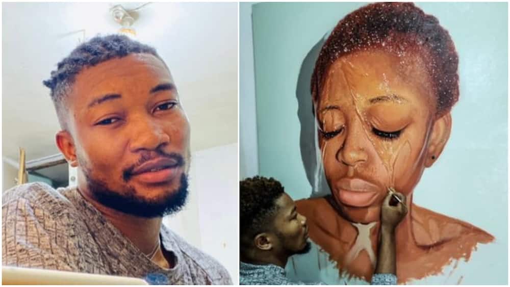 Check the life-like painting young Nigerian man made that people can't stop praising