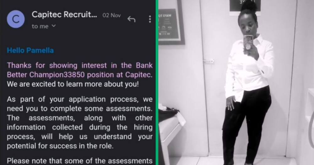 A lady shared an application process that she went through before being offered employment at Capitec.