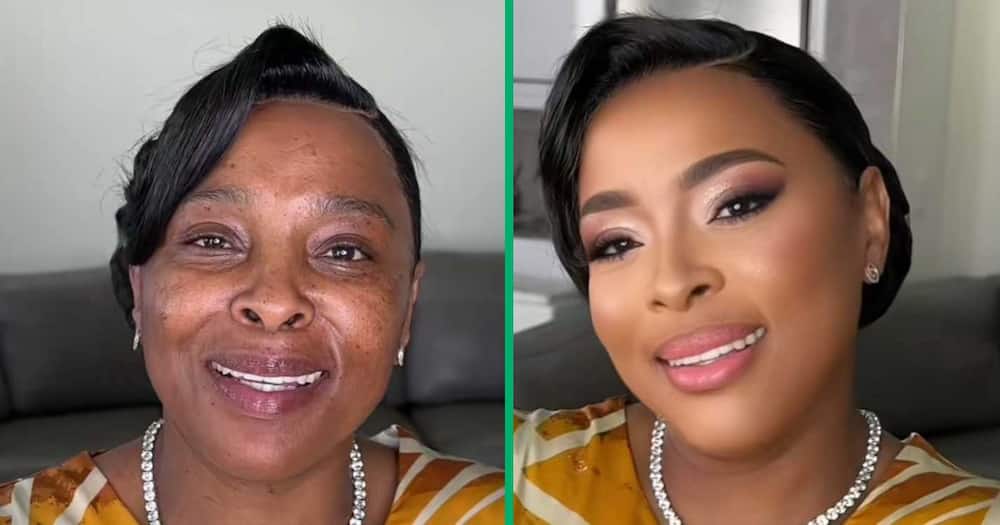 A TikTok video showcasing a 50-year-old woman doing her make-up.