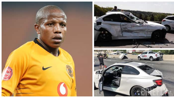 Twitter reacts to Kaizer Chiefs star Lebogang Manyama’s miraculous car crash escape