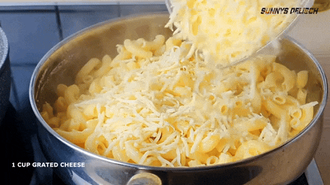 Preparing mac and cheese