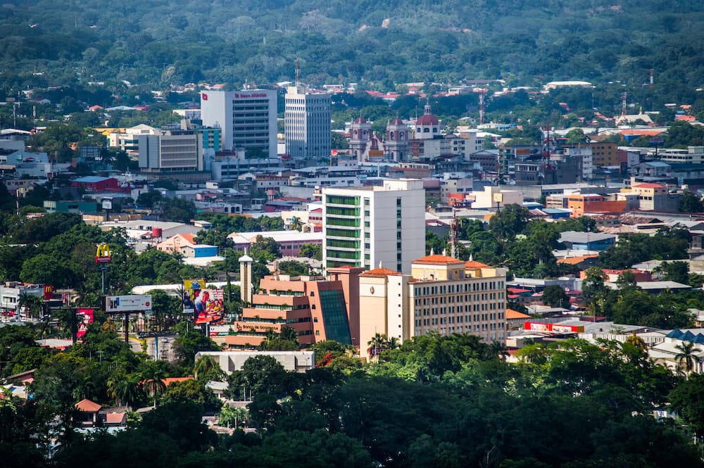 An aerial view of Distrito Central, Honduras