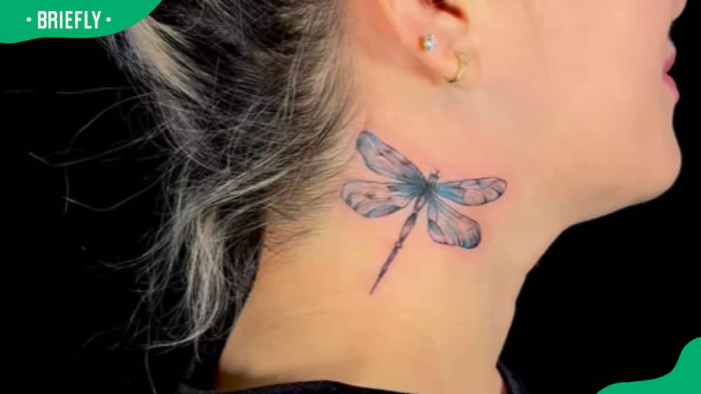 Sideneck dragonfly tattoo