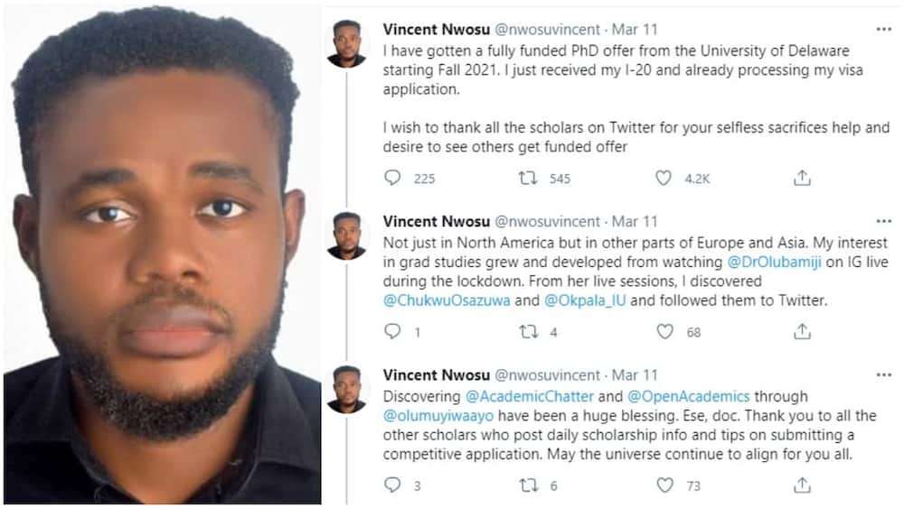 Nigerian man without masters get PhD scholarship in US, schools gives him money to bring his babe to America