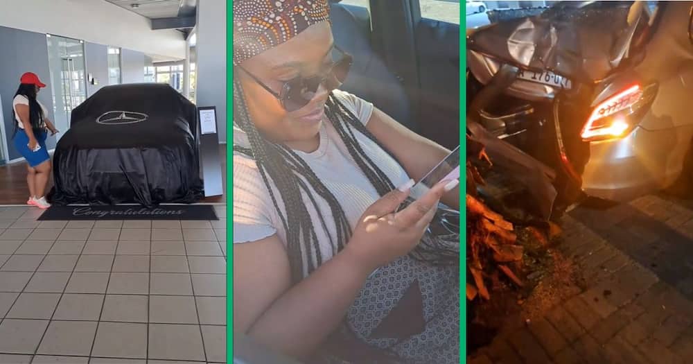 Mzansi woman shows how she crashed newly-bought Mercedes-Benz