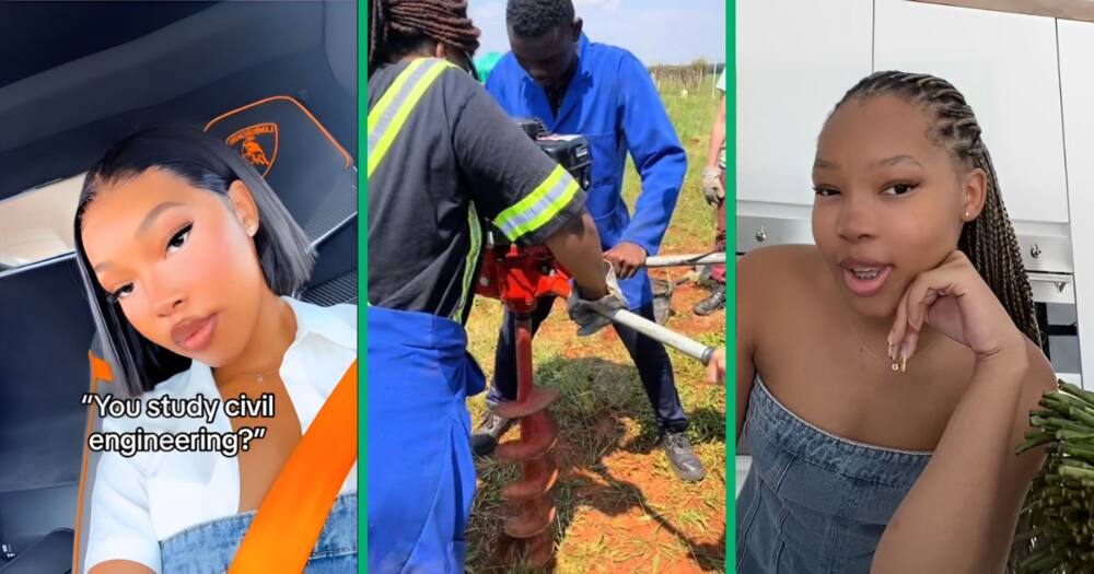 Civil engineering student shows off her tasks