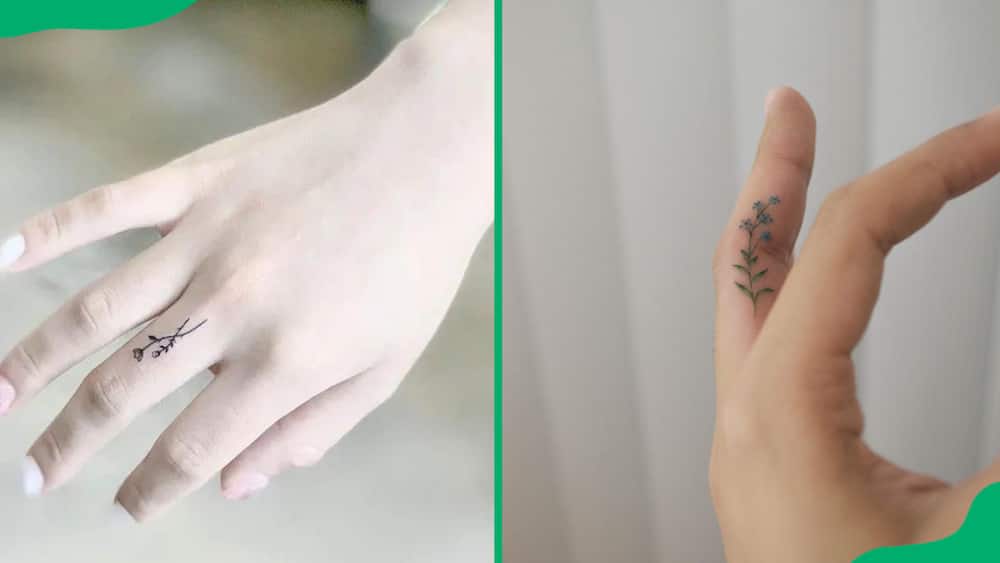 Floral finger tattoo