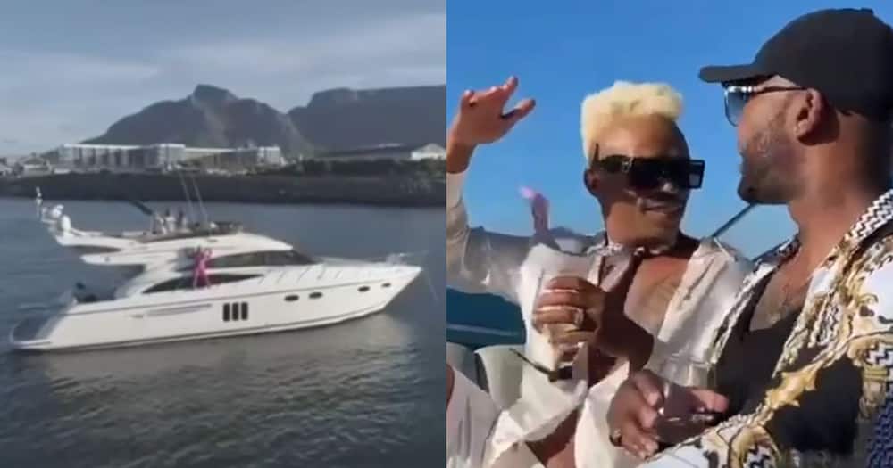 Somizi flexes on a yacht while enjoying a BestieCation with Vusi
