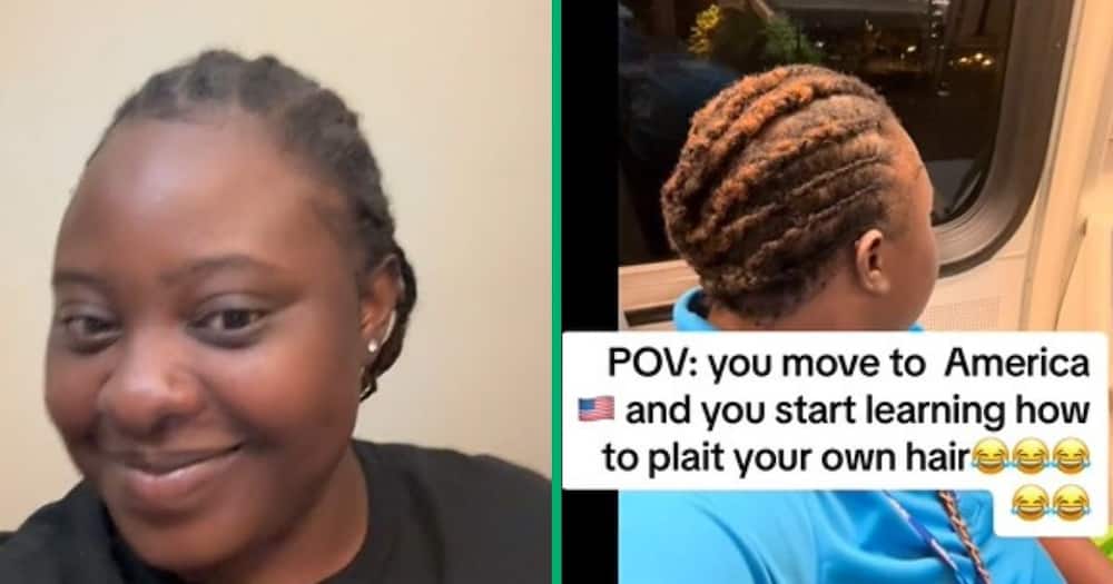 TikTok video of woman learning to braide after moving to America