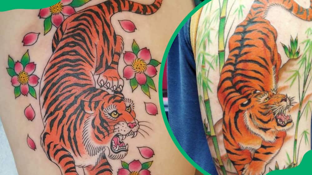 Japanese Tiger in a Zen Garden tattoo design