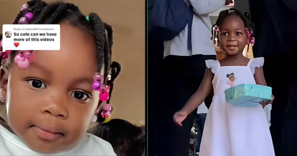A TikTok video shows a little girl sharing her food with a stranger.