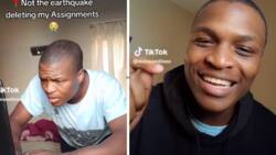 TikTok video of North-West University student reacting to earthquake deleting his assignment, Mzansi laughs