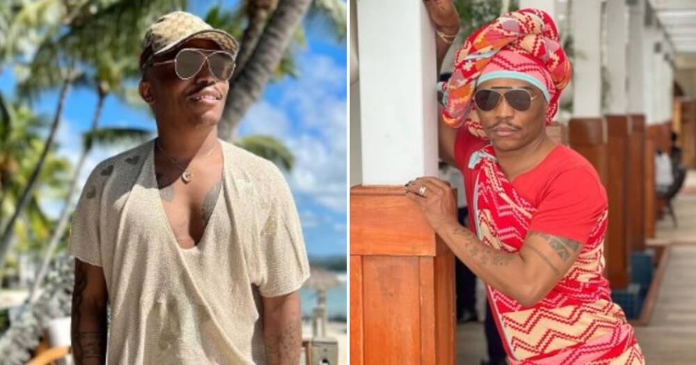 Somizi Mhlongo left the country to serve vacation goals at an Island abroad.
