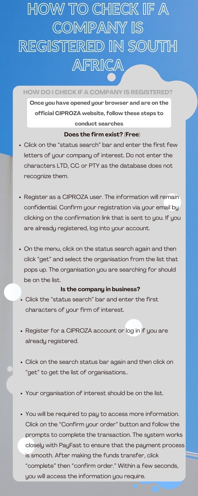 How to check if a company is registered in South Africa today