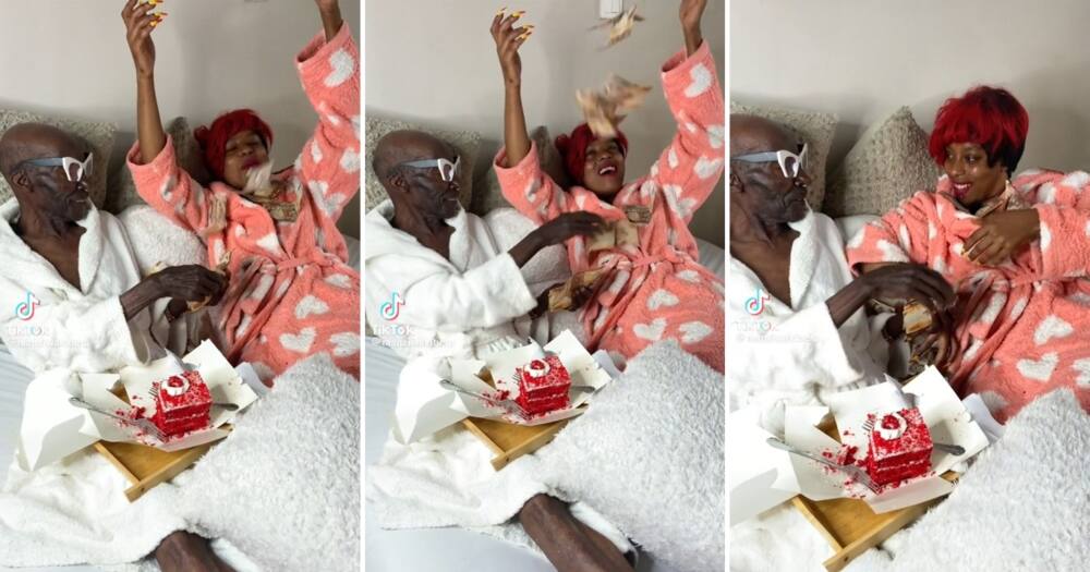 An elderly man spoiled his young wife with money