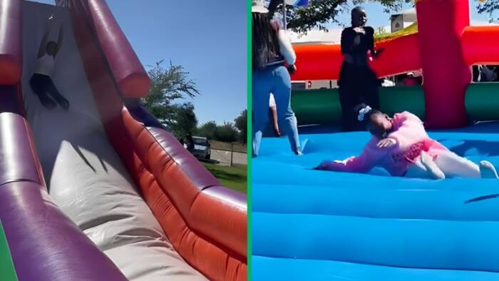 North-West University rents jumping castles for students to destress