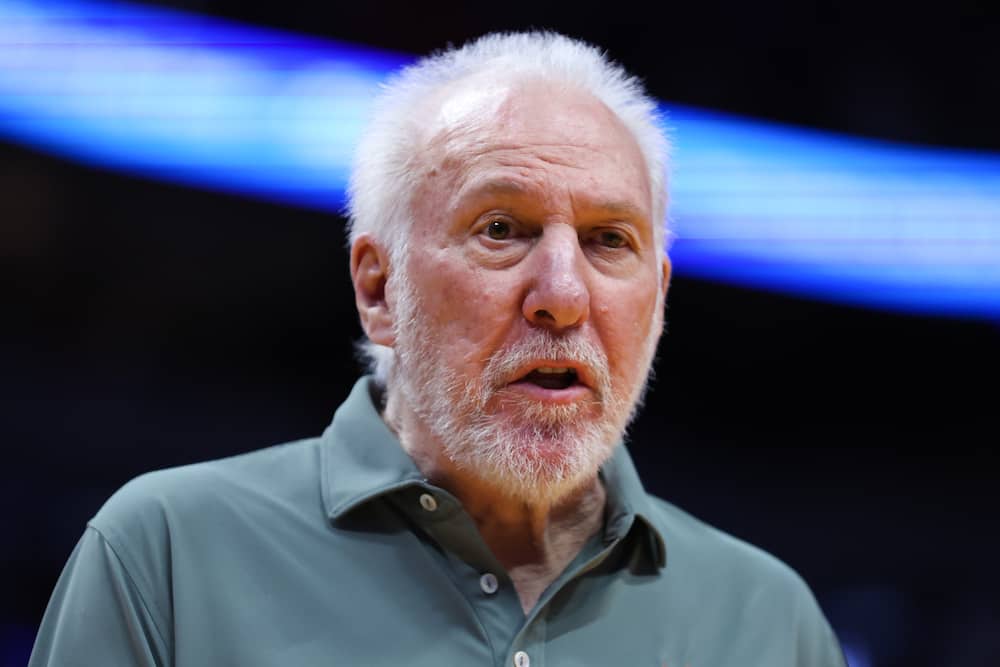 Gregg Popovich of the San Antonio Spurs reacts during the first quarter of the game against the Miami Heat