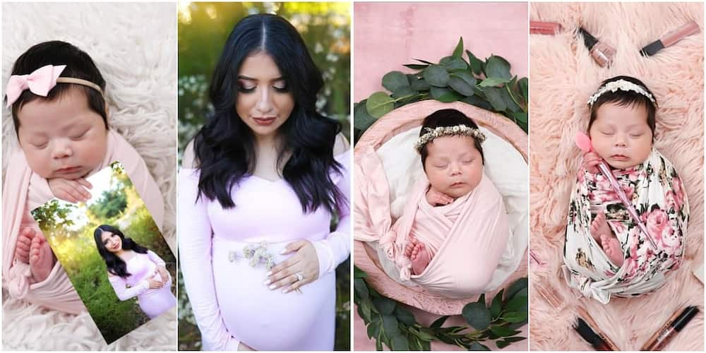 Heartbreaking image shows newborn baby girl clutching a photo of her late mother - who was killed by a drunk driver when she was 35-weeks pregnant