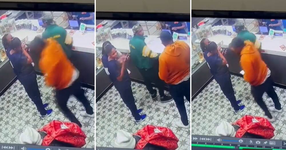 Thief stealing woman's phone