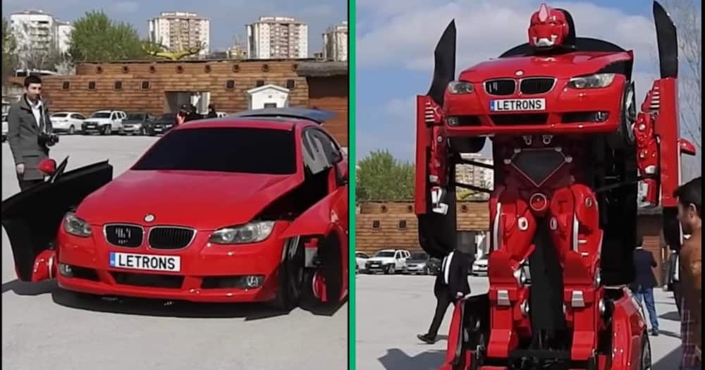 A BMW turns into a Transformer