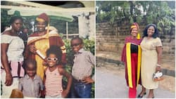 Lady who attended her mother's graduation years ago as child graduates, family members recreate old photo