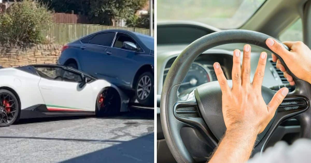Bad Driver Crashes into R5 Million Lamborghini Supercar and Tries to Escape  by Driving over Its Bonnet 