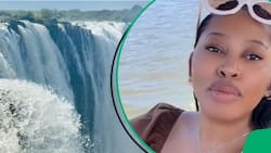 "My relationship with water ends in the bathroom": Woman washes stress away on edge of Victoria Falls