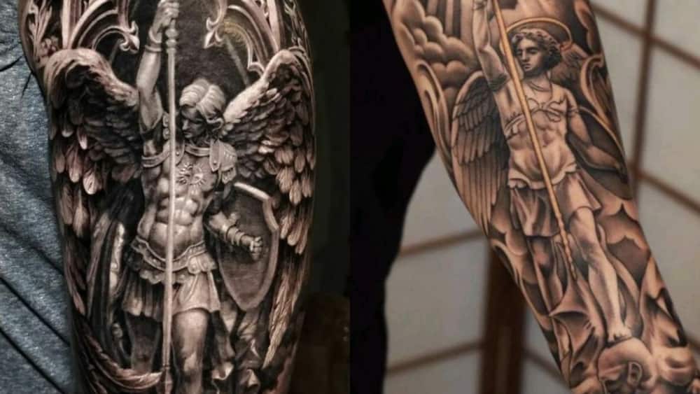 Angel with a cross tattoo