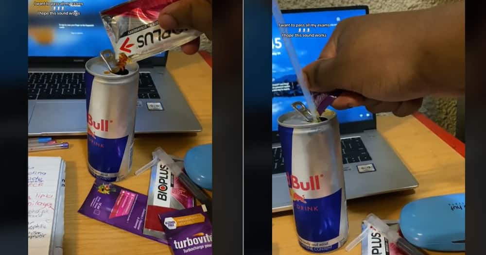 Student mixes Red Bull with other energy booster