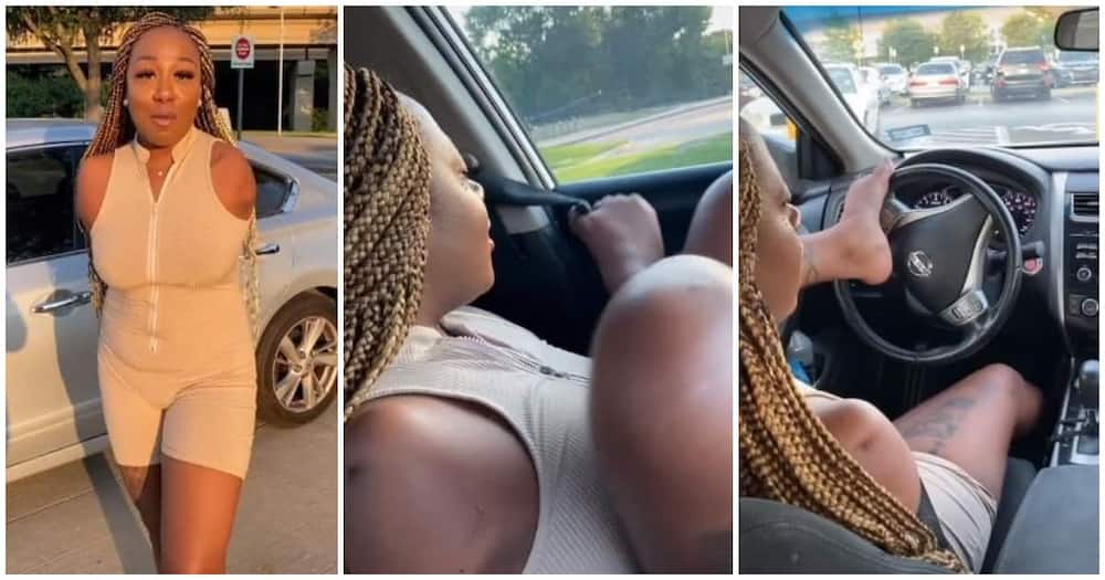 How to drive car with feet, lady drives car with feet, lady without arms drives car