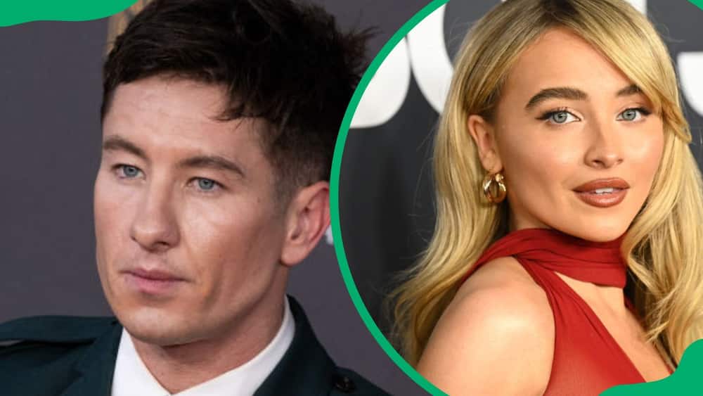 Barry Keoghan attending the 2024 EE BAFTA Film Awards (L). Sabrina Carpenter during the MusiCares Person of the Year Gala in 2024 (R)